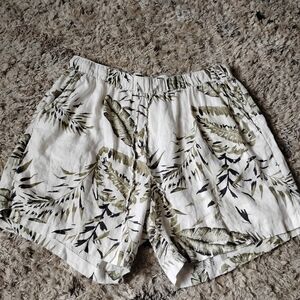 C&C CALIFORNIA 100% Linen Tropical Beachy Boho Pockets Drawstring Flowy Shorts